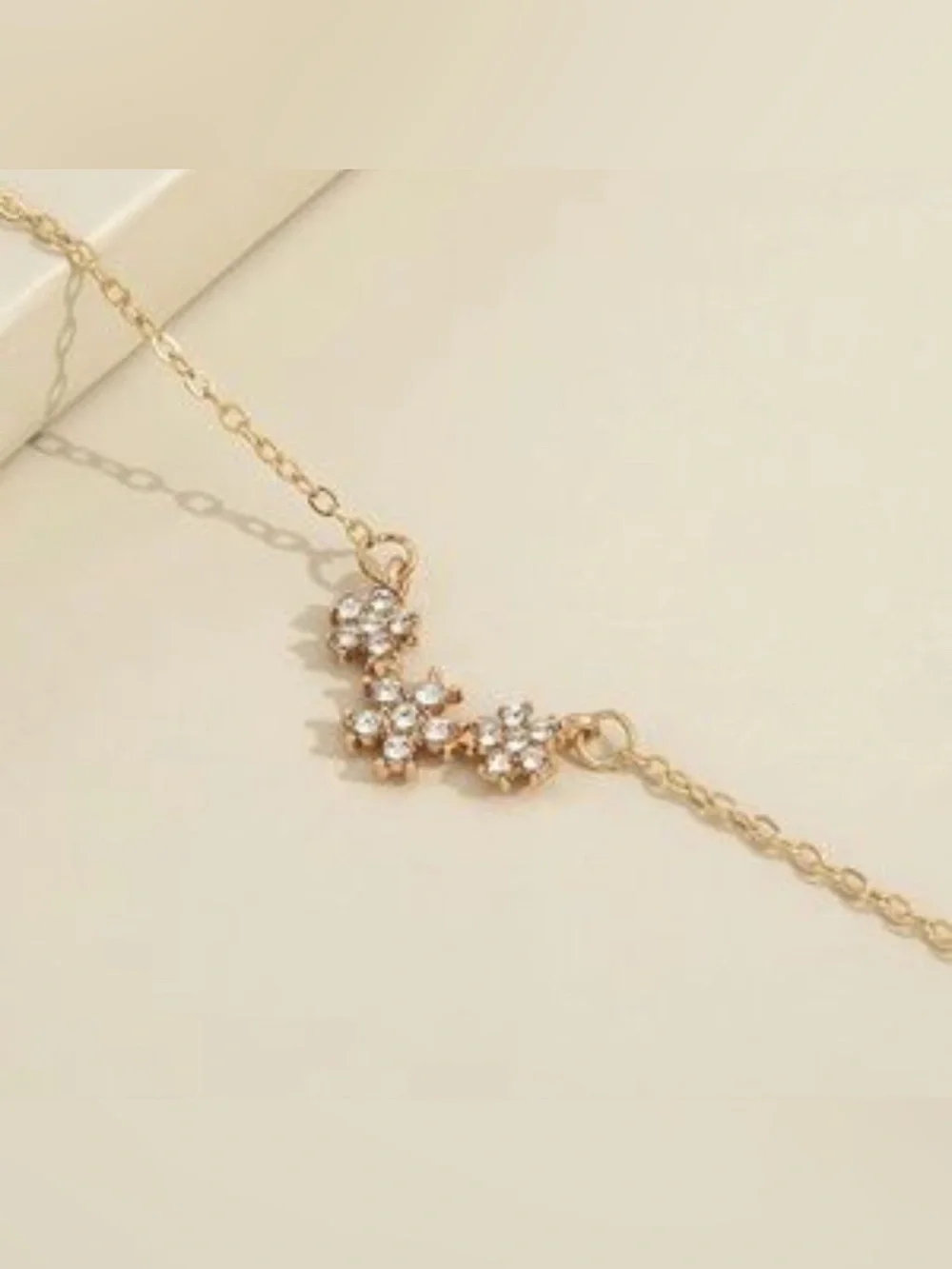 14k Plated CZ Flower Chain Necklace